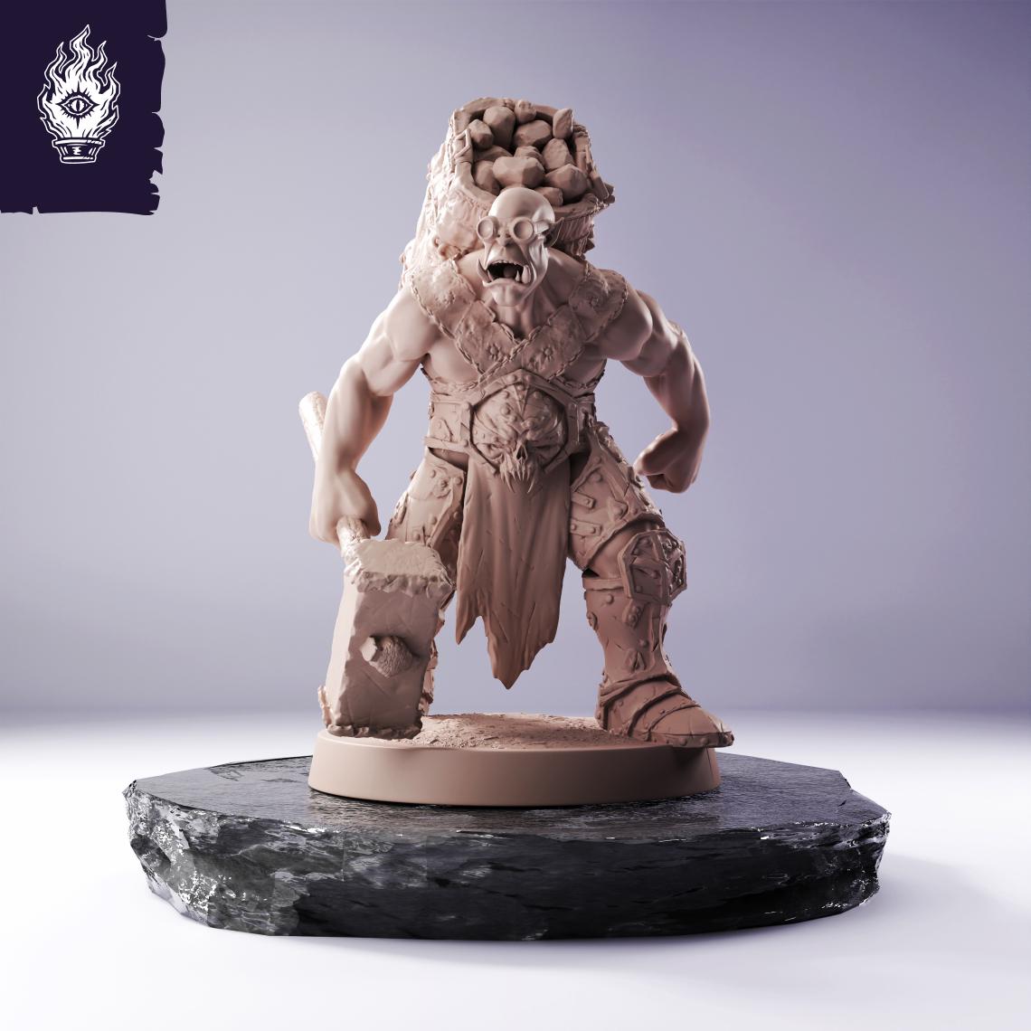 Orc Vandal Resin Miniature | 3D Printed Unpainted DnD Tabletop RPG Mini | 25-100mm