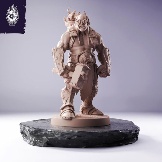 Orc Vandal Resin Miniature | 3D Printed Unpainted DnD Tabletop RPG Mini | 25-100mm