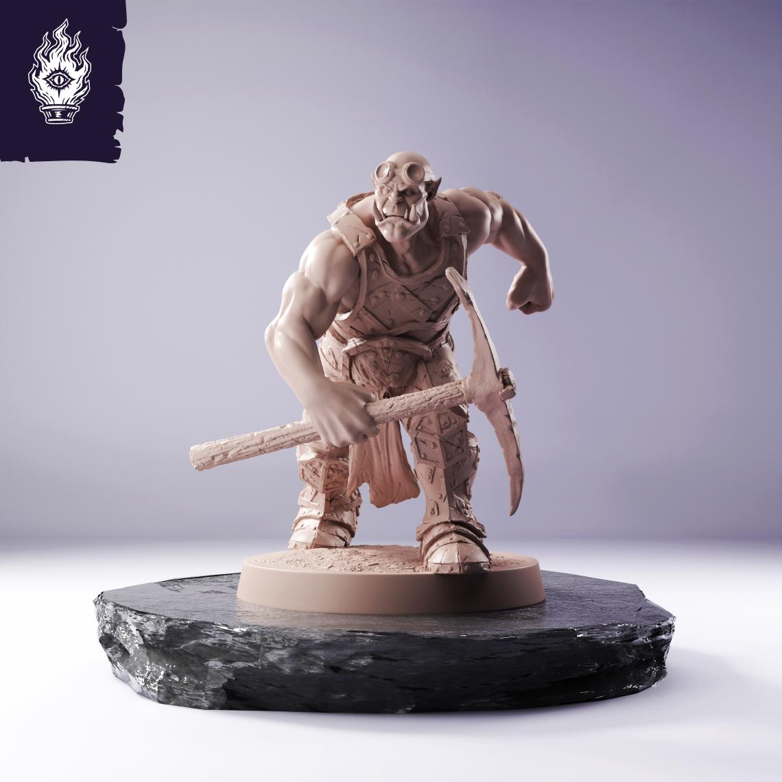 Orc Vandal Resin Miniature | 3D Printed Unpainted DnD Tabletop RPG Mini | 25-100mm