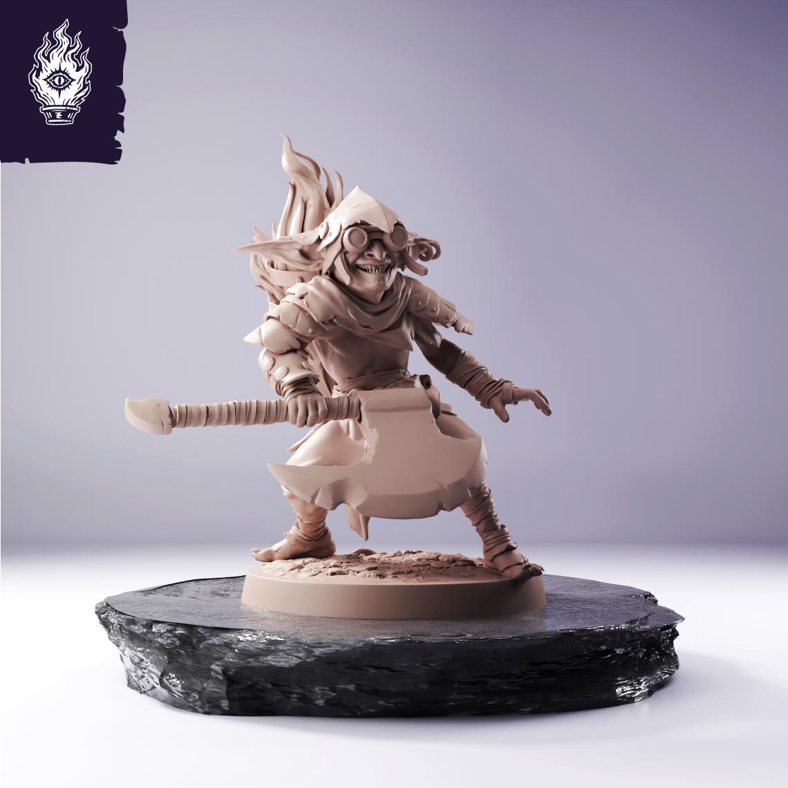 Goblin Axe Resin Miniature | 3D Printed Unpainted Tabletop RPG Mini | 25-100mm