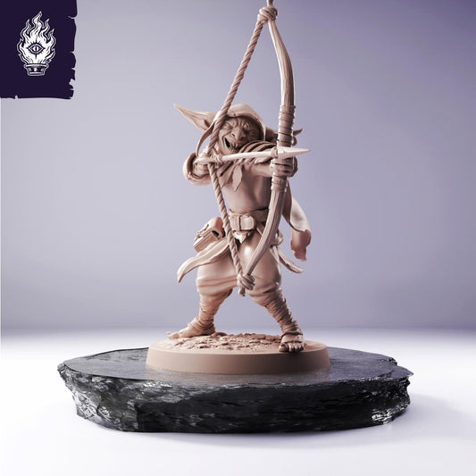 Goblin Bow Resin Miniature | 3D Printed Unpainted Tabletop RPG Mini | 25-100mm