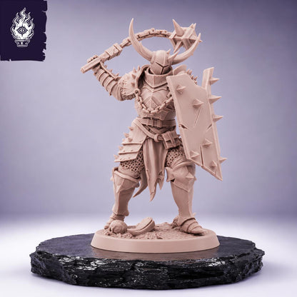 Light Flail Soldier Resin Miniature | 3D Printed Unpainted Tabletop RPG Mini | 25-100mm