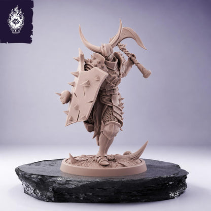 Light Axe and Shield Soldier Resin Miniature | 3D Printed Unpainted Tabletop RPG Mini | 25-100mm