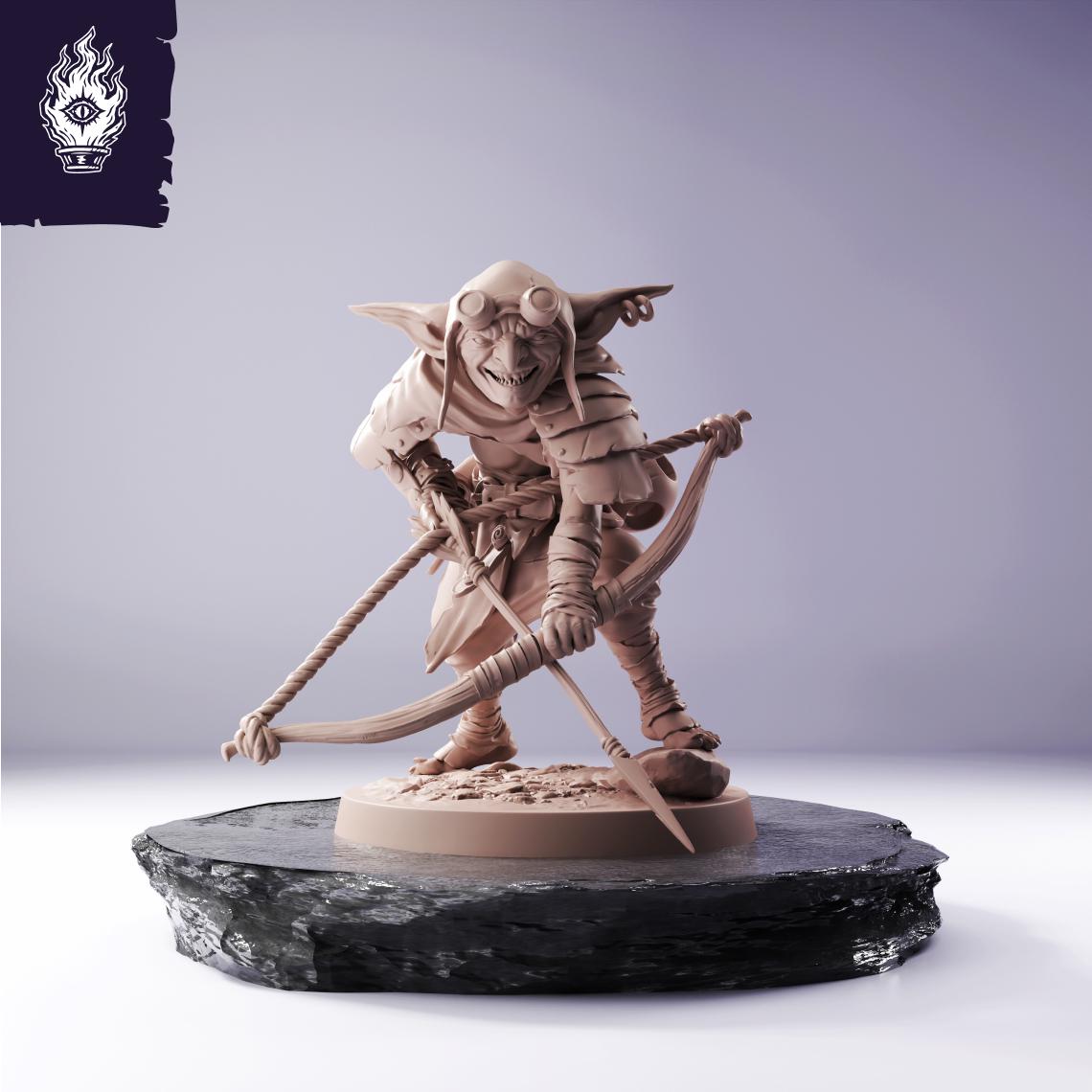 Goblin Bow Resin Miniature | 3D Printed Unpainted Tabletop RPG Mini | 25-100mm
