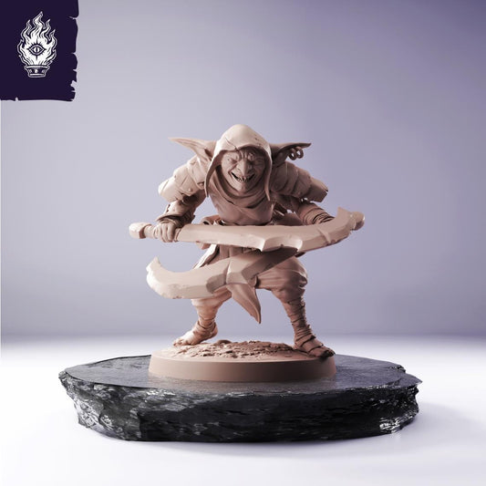 Goblin Dual Sword Resin Miniature | 3D Printed Unpainted Tabletop RPG Mini | 25-100mm