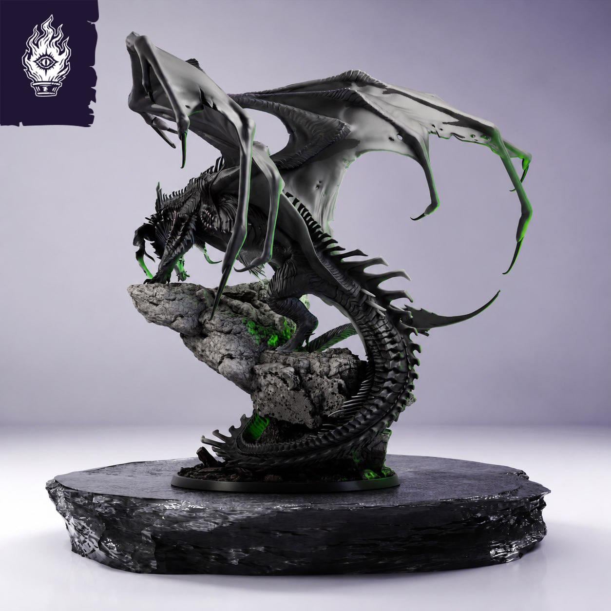 Black Dragon - Elder | 75, 100mm Resin Miniature | DnD | Fantasy Dragon Figure | Rescale Untamed Collection | Tabletop RPG