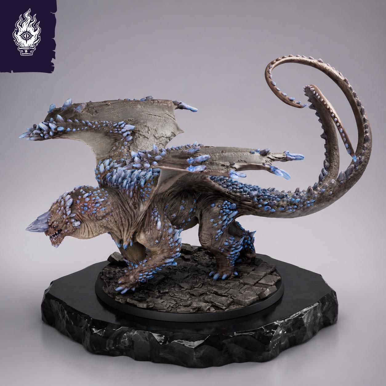 Crystal Dragon | 75, 100mm Resin Miniature | DnD | Fantasy Dragon Figure | Rescale Untamed Collection | Tabletop RPG