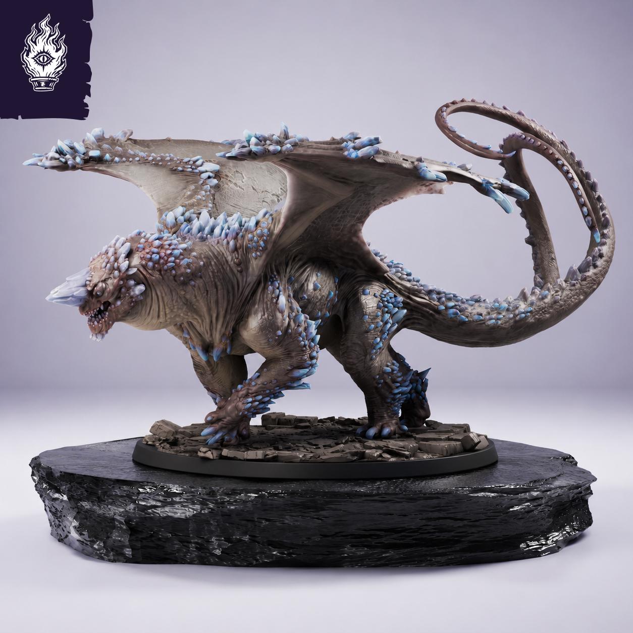 Crystal Dragon | 75, 100mm Resin Miniature | DnD | Fantasy Dragon Figure | Rescale Untamed Collection | Tabletop RPG