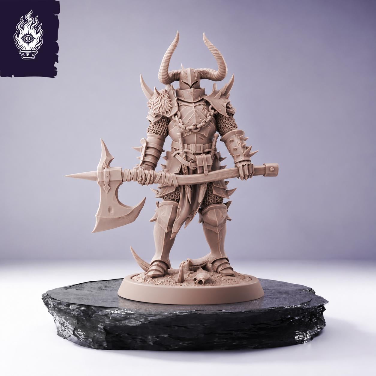 Light Axe Soldier Resin Miniature | 3D Printed Unpainted Tabletop RPG Mini | 25-100mm