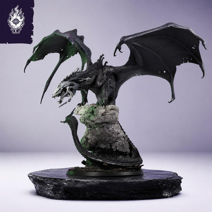 Black Dragon - Elder | 75, 100mm Resin Miniature | DnD | Fantasy Dragon Figure | Rescale Untamed Collection | Tabletop RPG