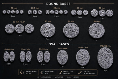 Ruined Factory Miniature Bases – Round & Oval PLA, Magnet Ready, Txarli Factory